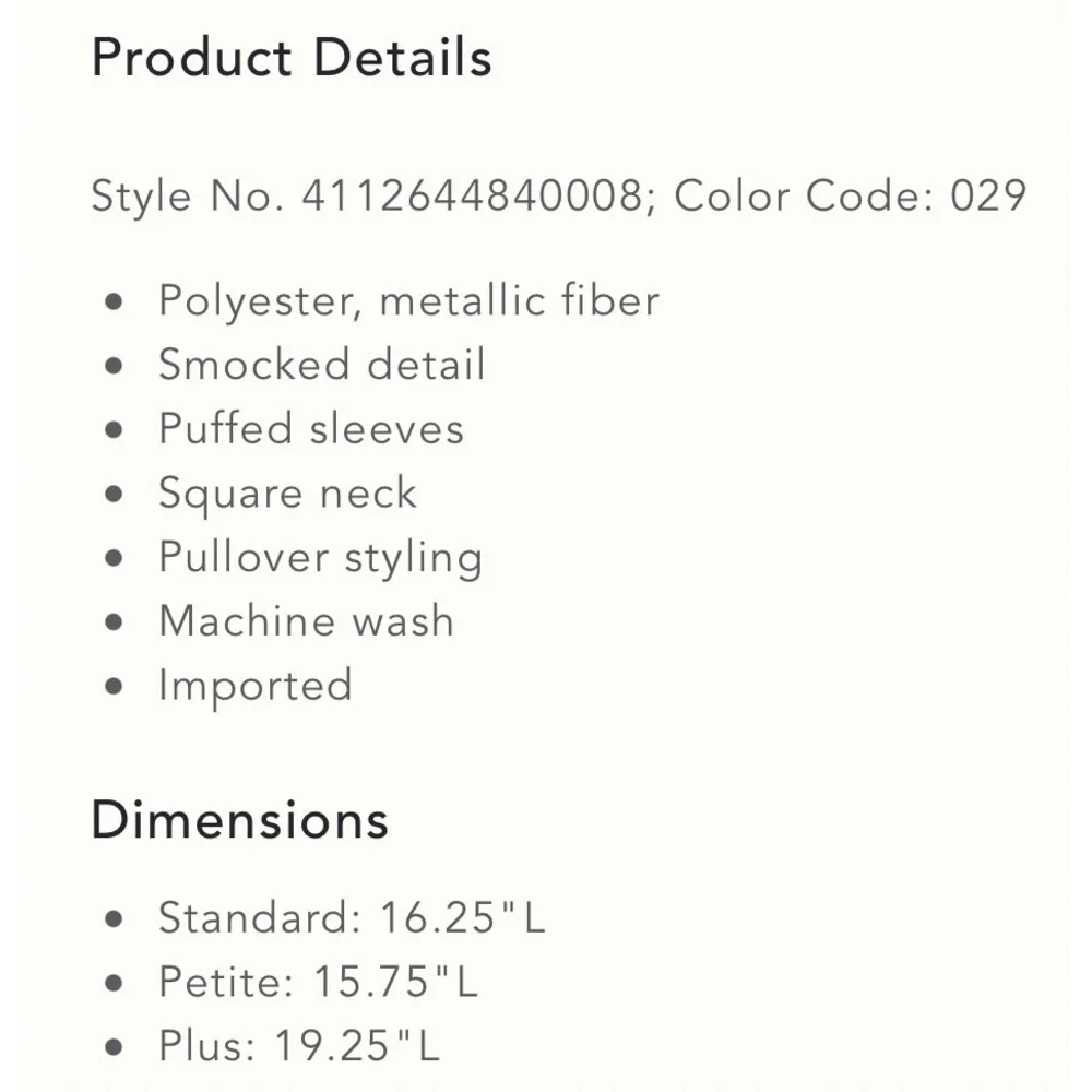 Anthropologie Shimmer Puff-Sleeved Top NWT SZ XLP - Picture 9 of 10